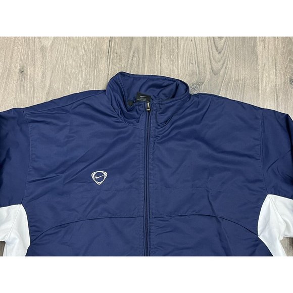 Vintage Nike Soccer / Football Lined Jacket Mens M Blue 90s Y2K Silver Tag Zip - Picture 3 of 11